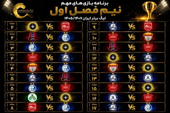 برنامه کامل فصل جدید لیگ برتر فوتبال