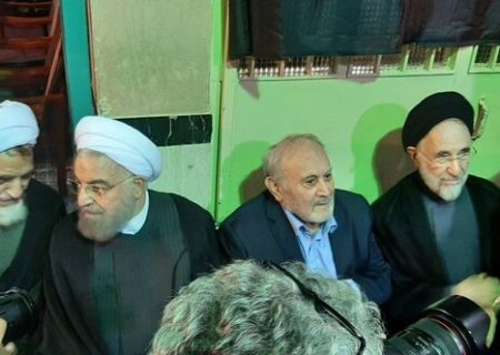 خاتمی و روحانی در مراسم بزرگداشت والده همسر سید حسن خمینی